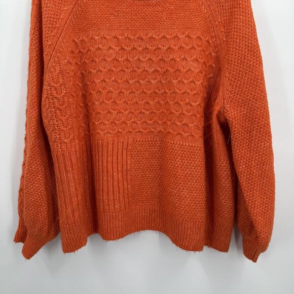 Cabi Sweater Womens XL Orange Textured Cable Knit Crewneck Harvest Pullover Boxy - Picture 3 of 11